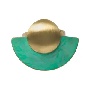 ASAMI GREEN OXIDATED BRASS RING BY KATERINA VASSOU