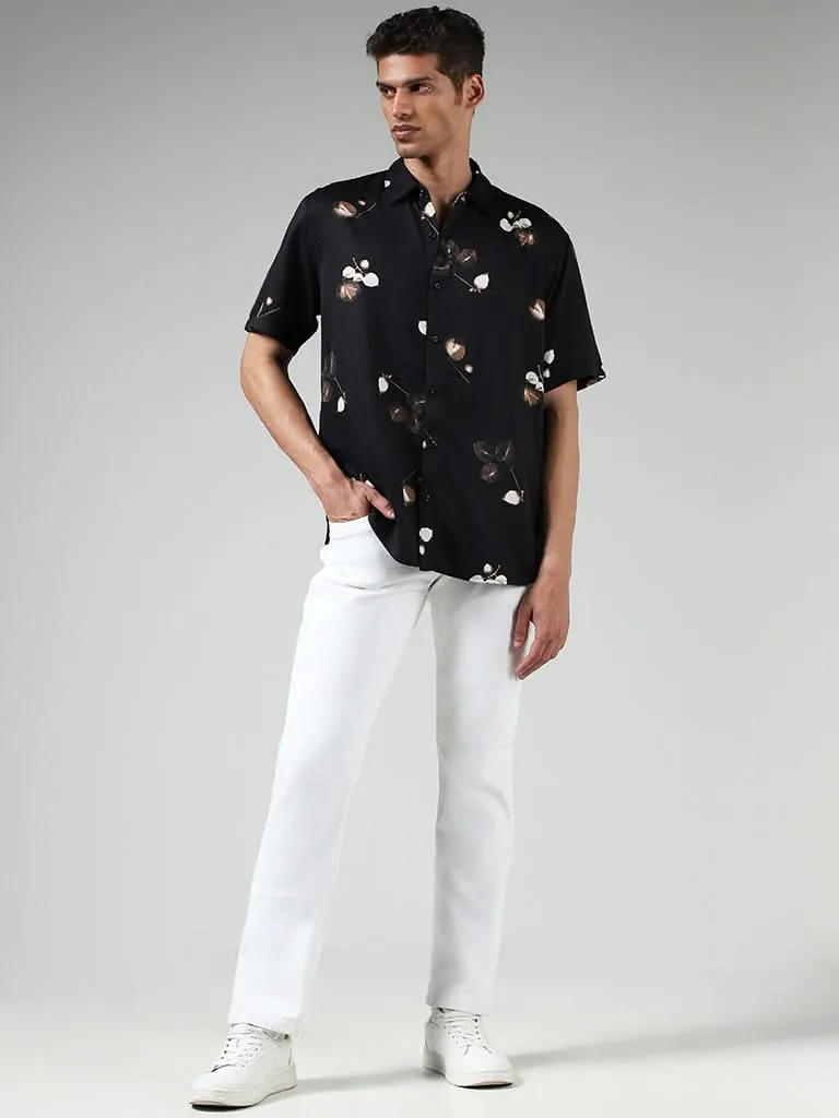 Ascot Black Printed Relaxed-Fit Shirt