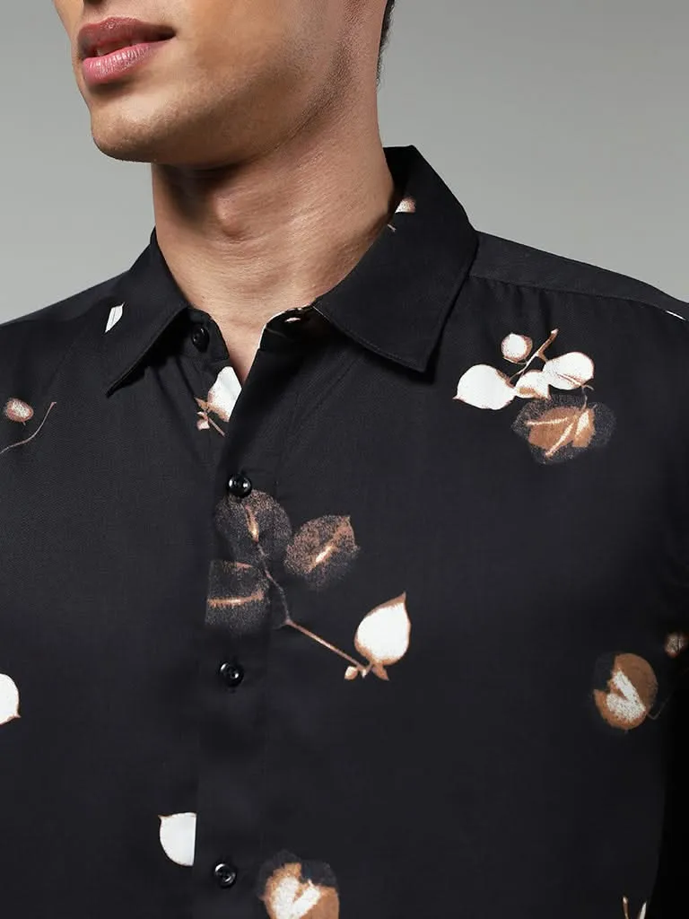 Ascot Black Printed Relaxed-Fit Shirt