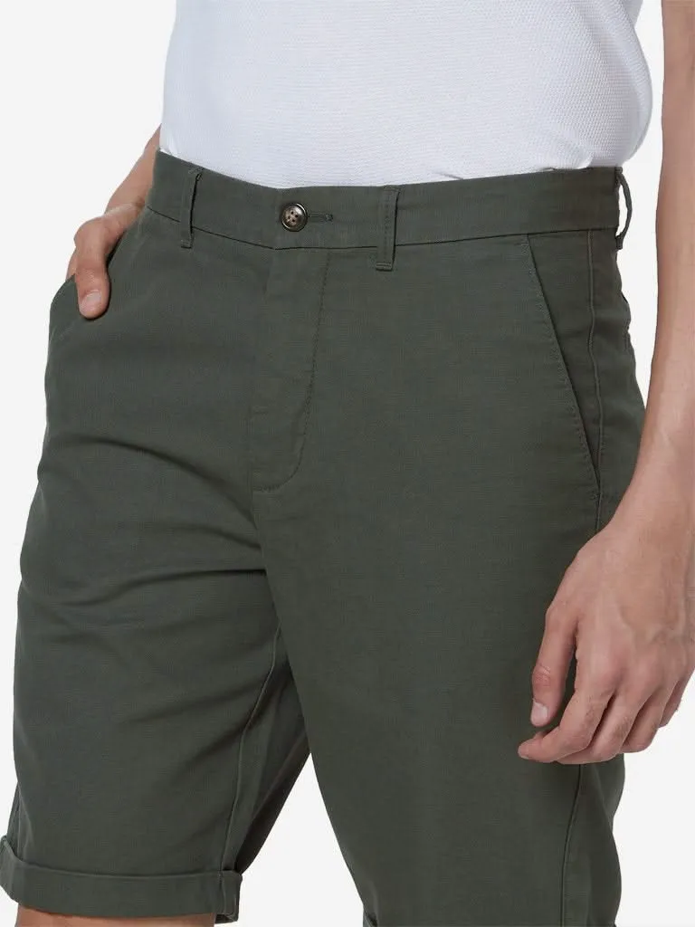 Ascot Olive Relaxed-Fit Cotton Shorts