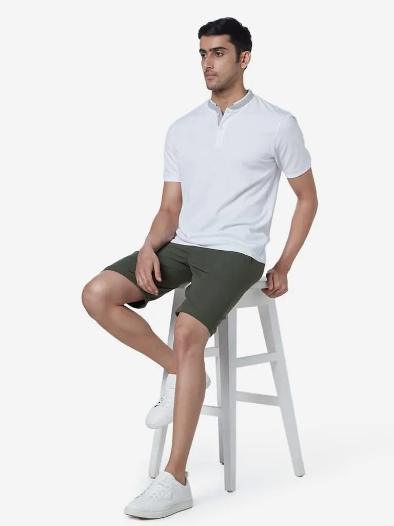 Ascot Olive Relaxed-Fit Cotton Shorts