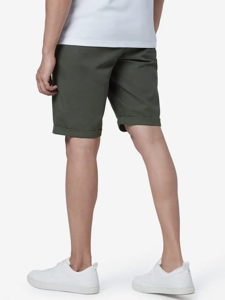 Ascot Olive Relaxed-Fit Cotton Shorts