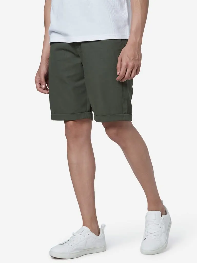 Ascot Olive Relaxed-Fit Cotton Shorts