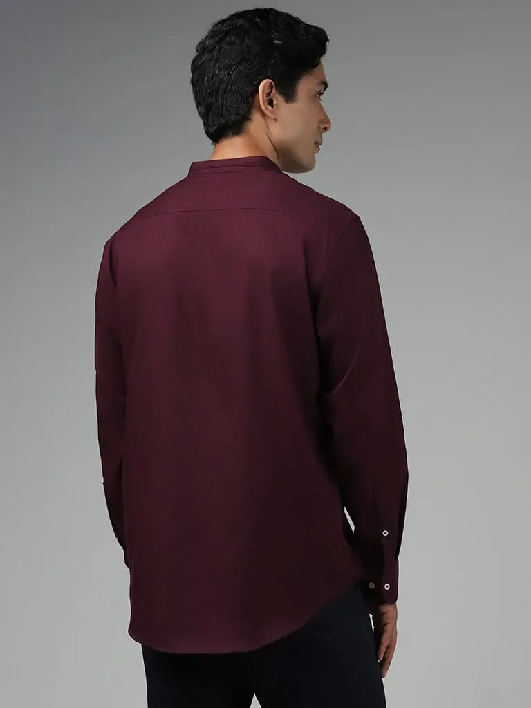 Ascot Solid Wine Cotton Relaxed-Fit Shirt