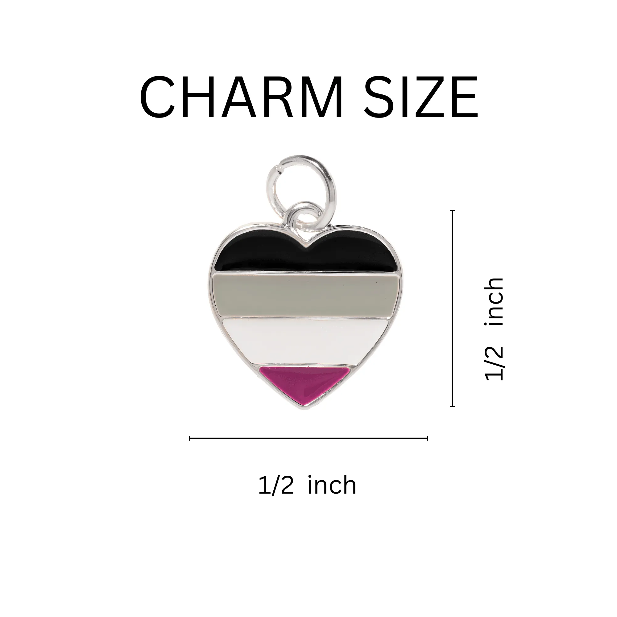 Asexual Heart Charm Silver Rope Bracelets