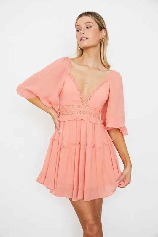 Asha Flutter Sleeved Mini Dress