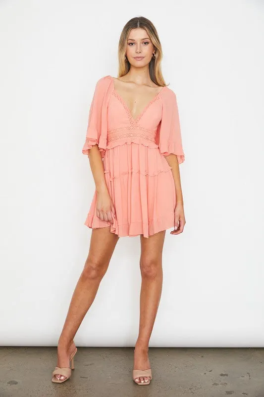 Asha Flutter Sleeved Mini Dress