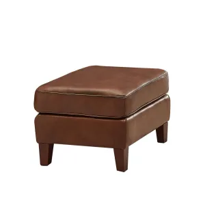 Ashby - Leather Ottoman - Pecan