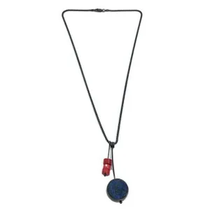 Ashka Dymel Necklace: Lapis Disc