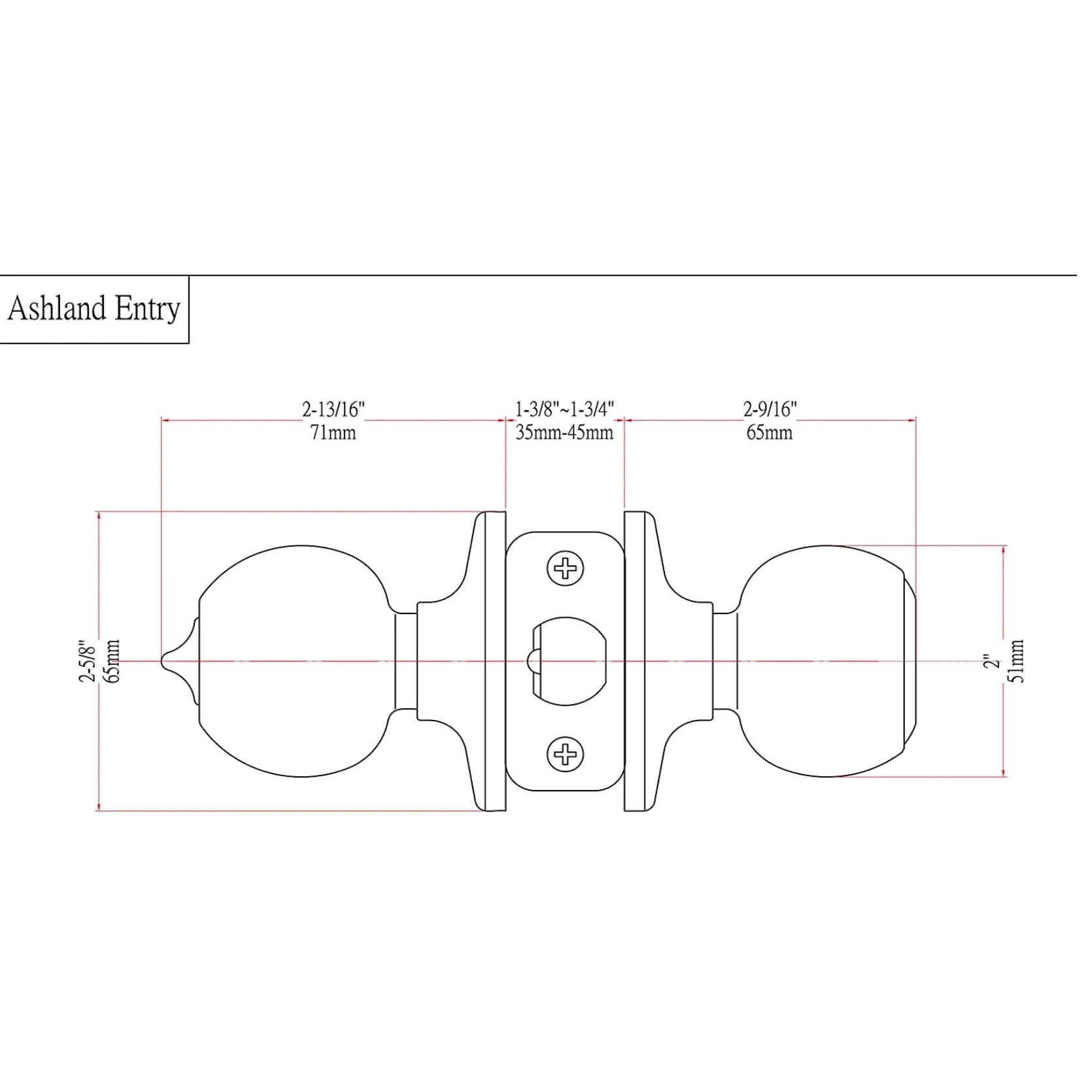 Ashland Matte Black Entry Knob with Matching Single Cylinder Deadbolt Combo Pack