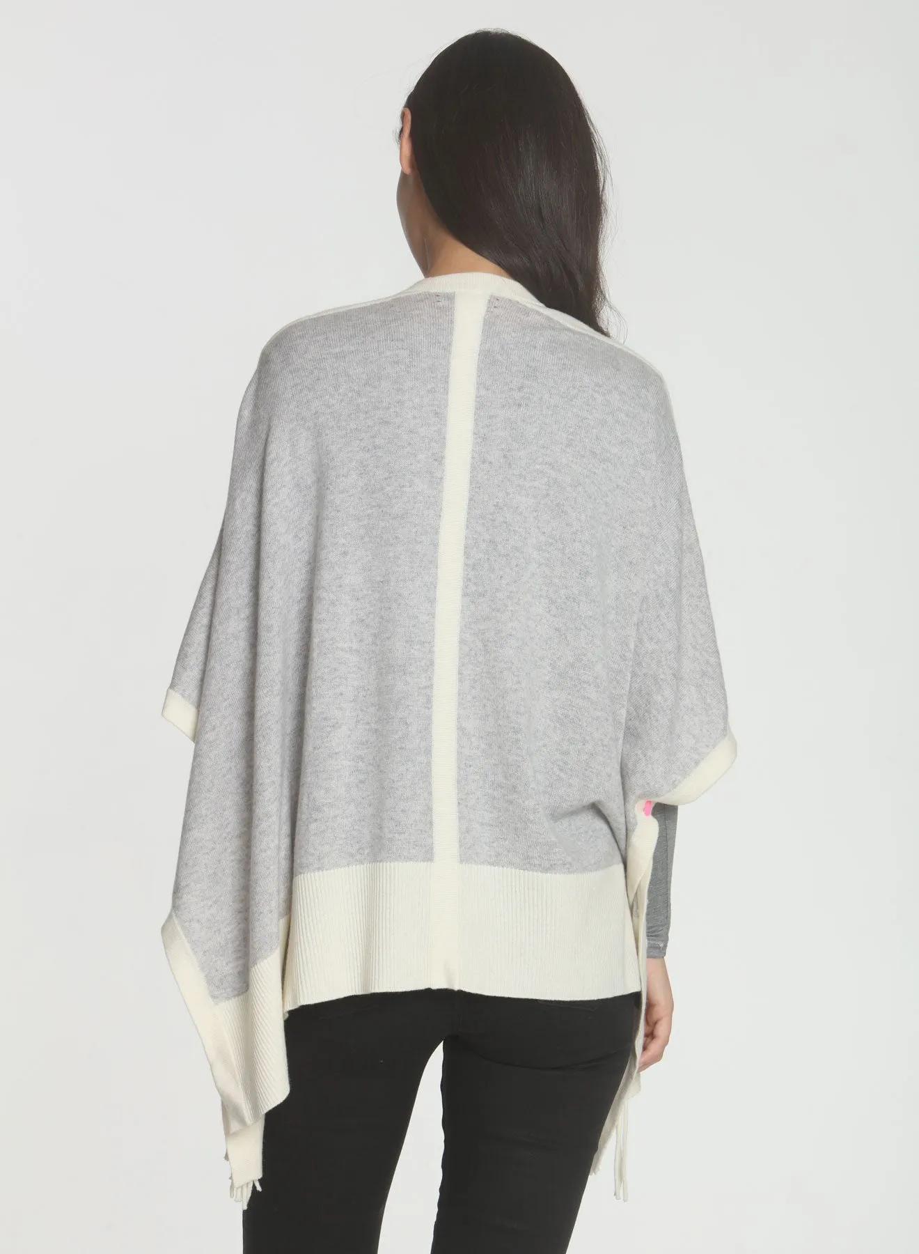 Ashley Fringe Poncho - Pumice