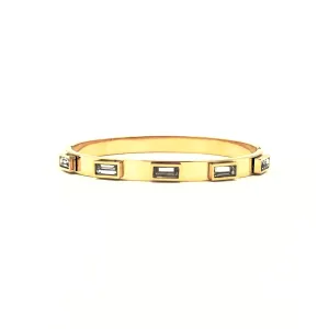 Ashley Gold Stainless Steel Gold Plated CZ Emerald Cut Closed Bangle Bracelet