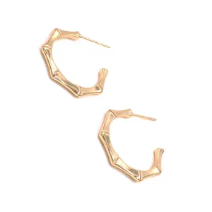 Ashley Gold Stainless Steel Gold Plated Open Bamboo Hoop Earrings