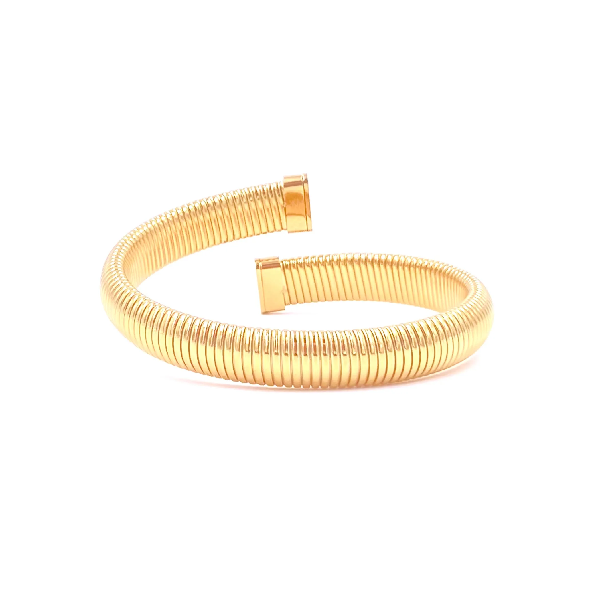 Ashley Gold Stainless Steel Gold Plated Stacked Slinky Bangle Bracelet