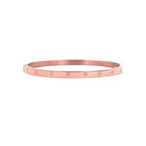 Ashley Gold Stainless Steel Rose Gold Plated Star Design Bangle Bracelet