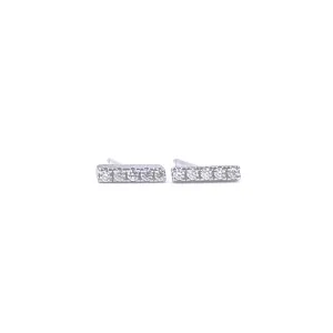 Ashley Gold Sterling Silver 5 CZ Bar Stud Earrings