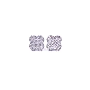 Ashley Gold Sterling Silver CZ Encrusted Clover Stud Earrings