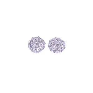 Ashley Gold Sterling Silver Encrusted CZ Design Stud Earrings