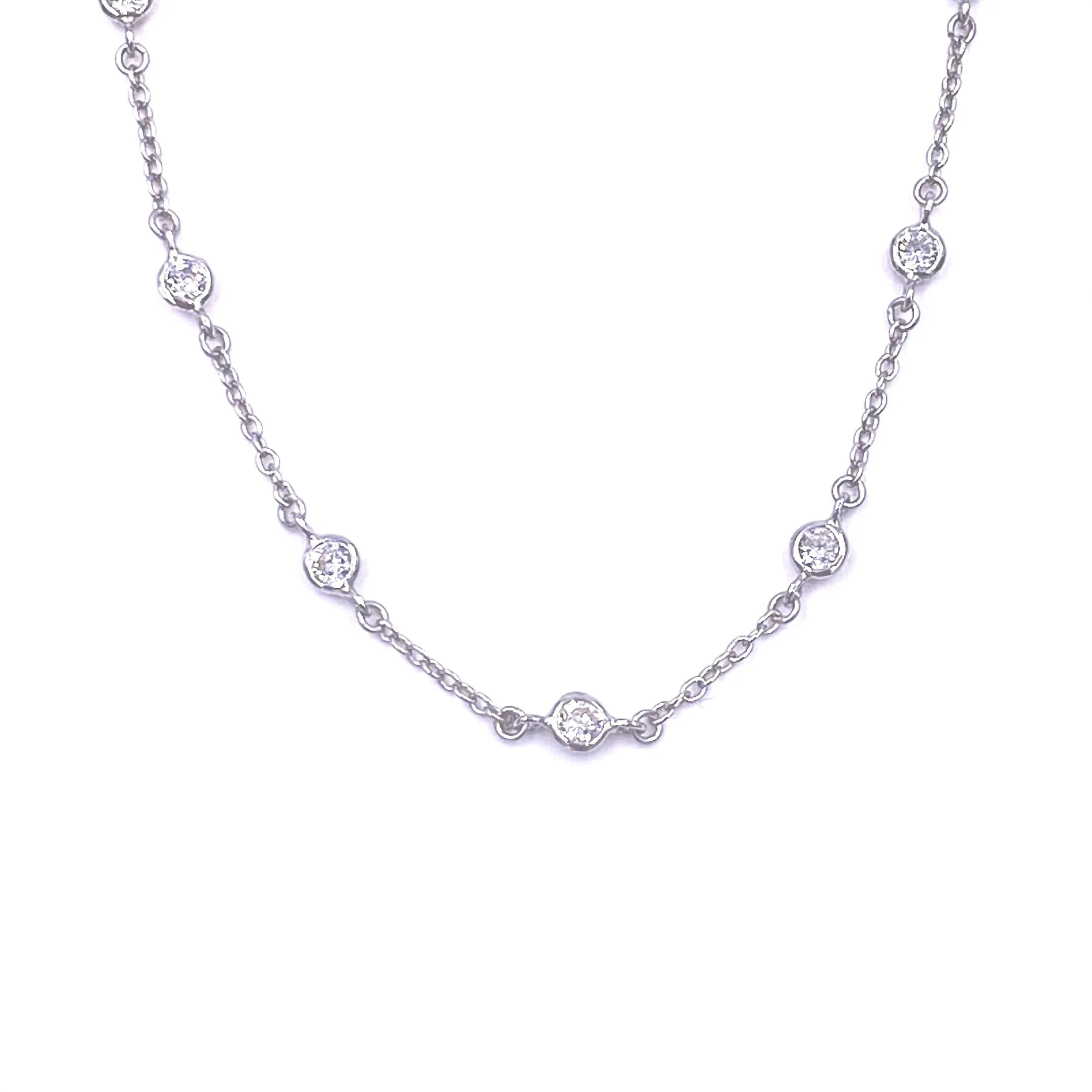 Ashley Gold Sterling Silver Mini CZ By The Yard Necklace