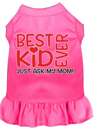 Ask My Mom Screen Print Dog Dress Bright Pink 4x (22)