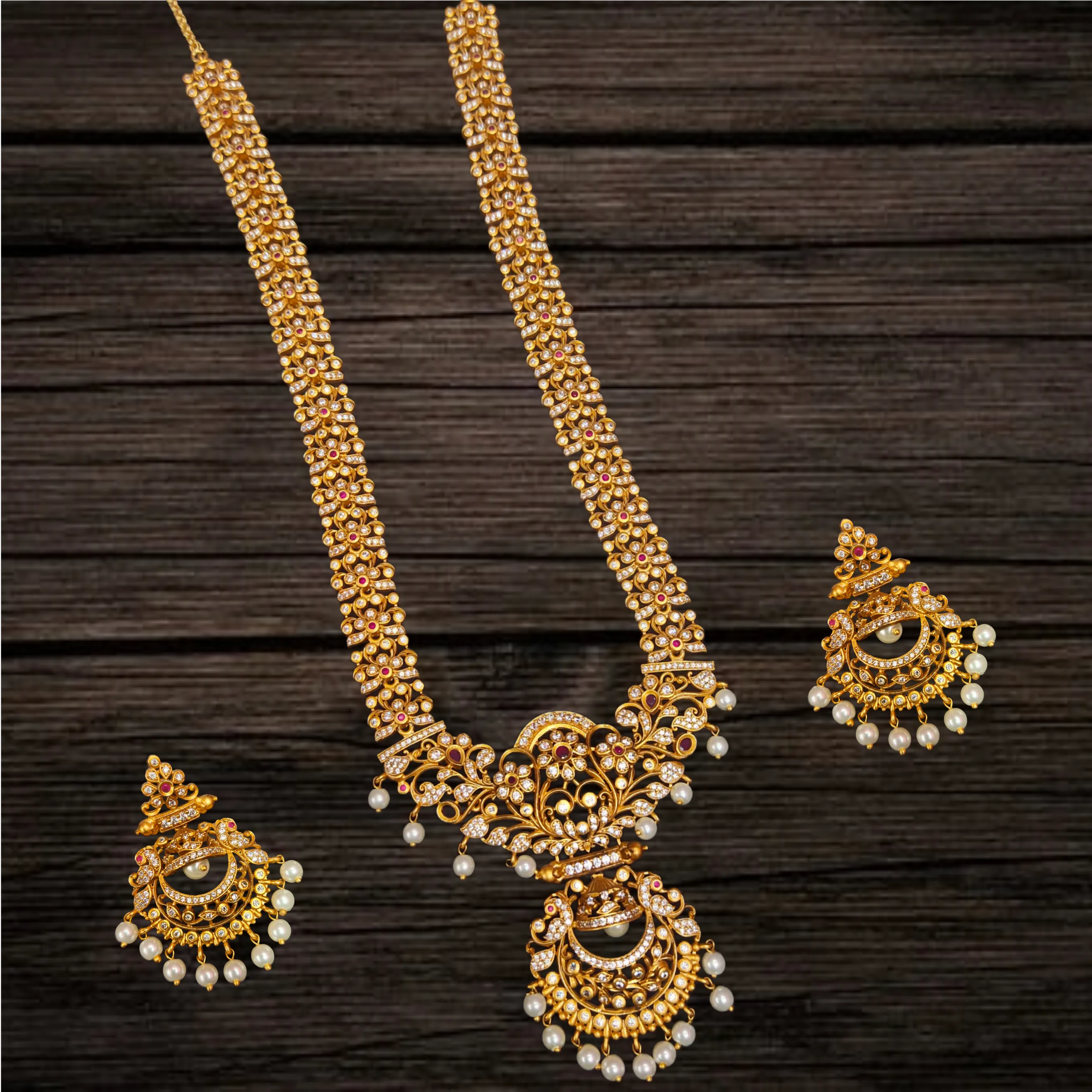 Asp Fashion Jewellery's Exquisite Antique CZ Long Necklace Set"