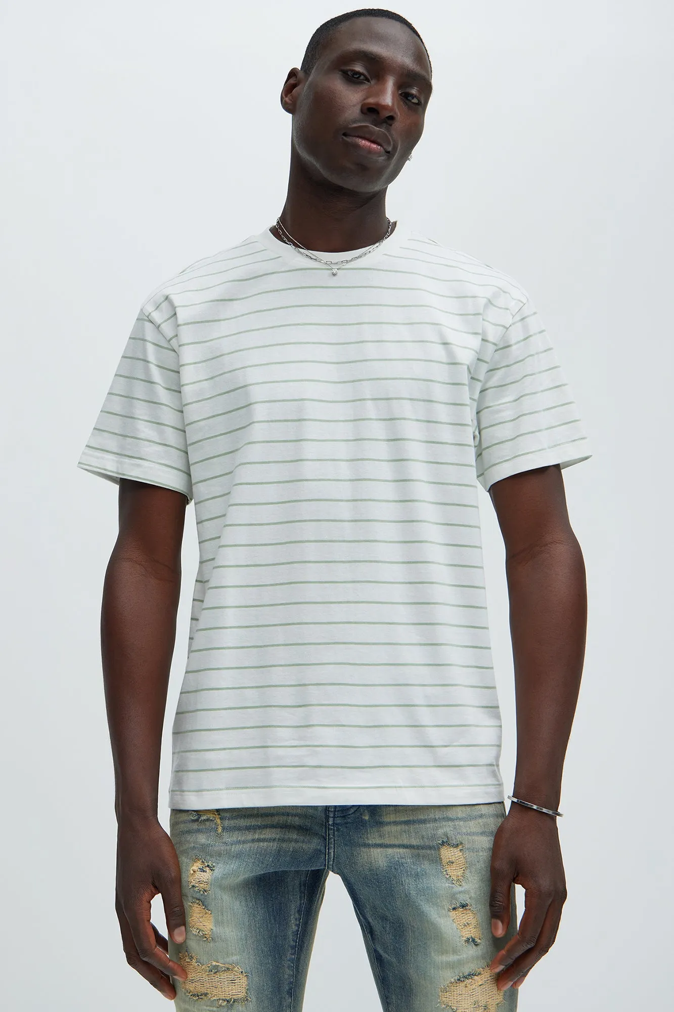 Aspen Stripes Short Sleeve Tee - White/combo