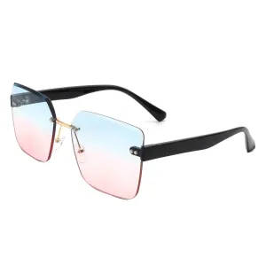 Aspos - Square Rimless Fashion Tinted Women Sunglasses