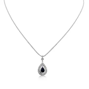 Asprey Diamond & Sapphire Pendant Necklace - 18ct White Gold