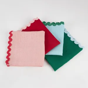 Assorted Ricrac Fabric Napkins (x 4)