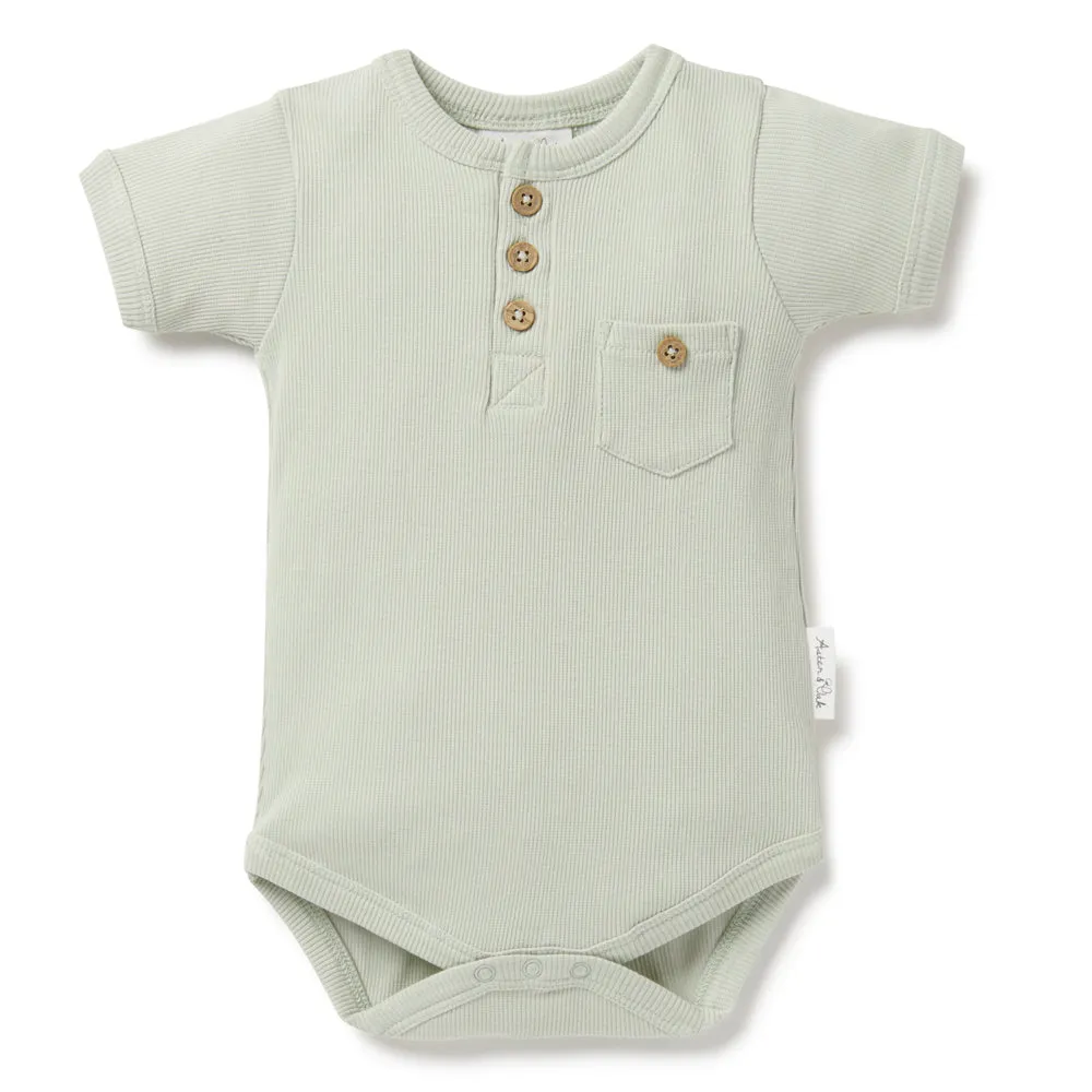 Aster & Oak Sage Rib Henley Onesie