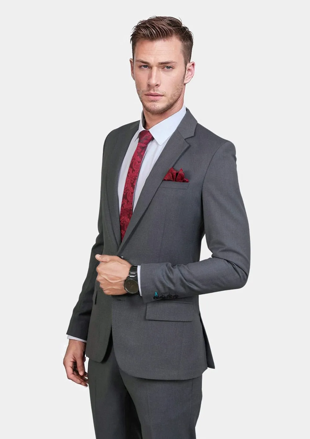 Astor Grey Charcoal Crosshatch Suit