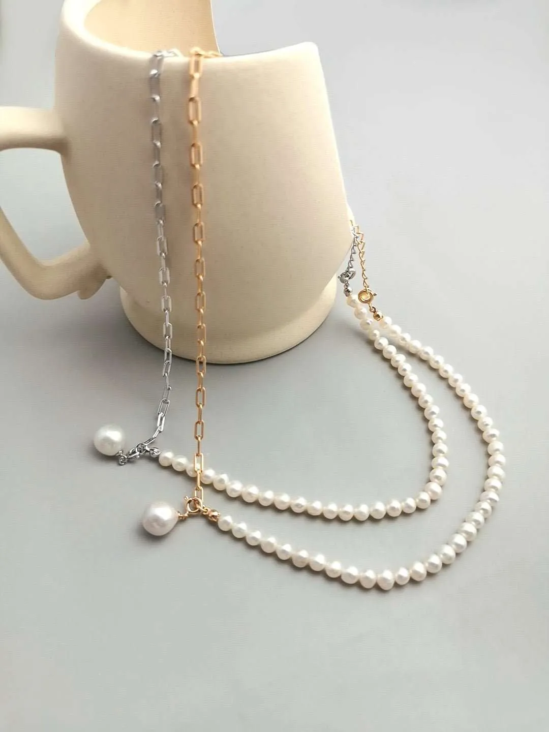 Asymmetric Baroque Pearl Necklace