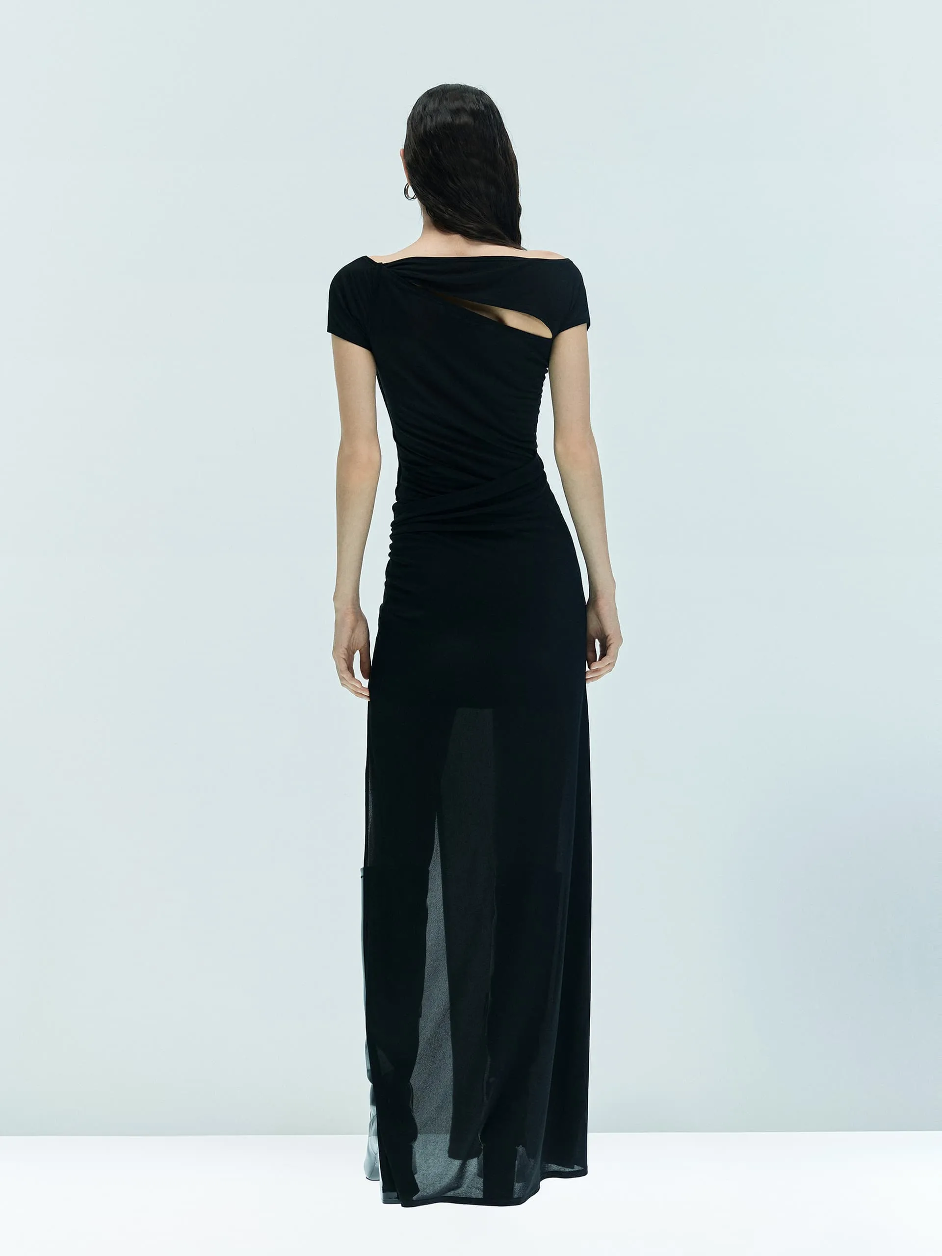 Asymmetric Draped Maxi Dress