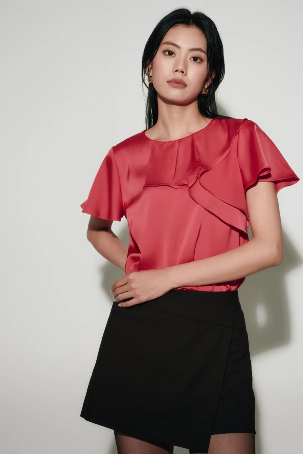 Asymmetric Layered Ruffles Blouse