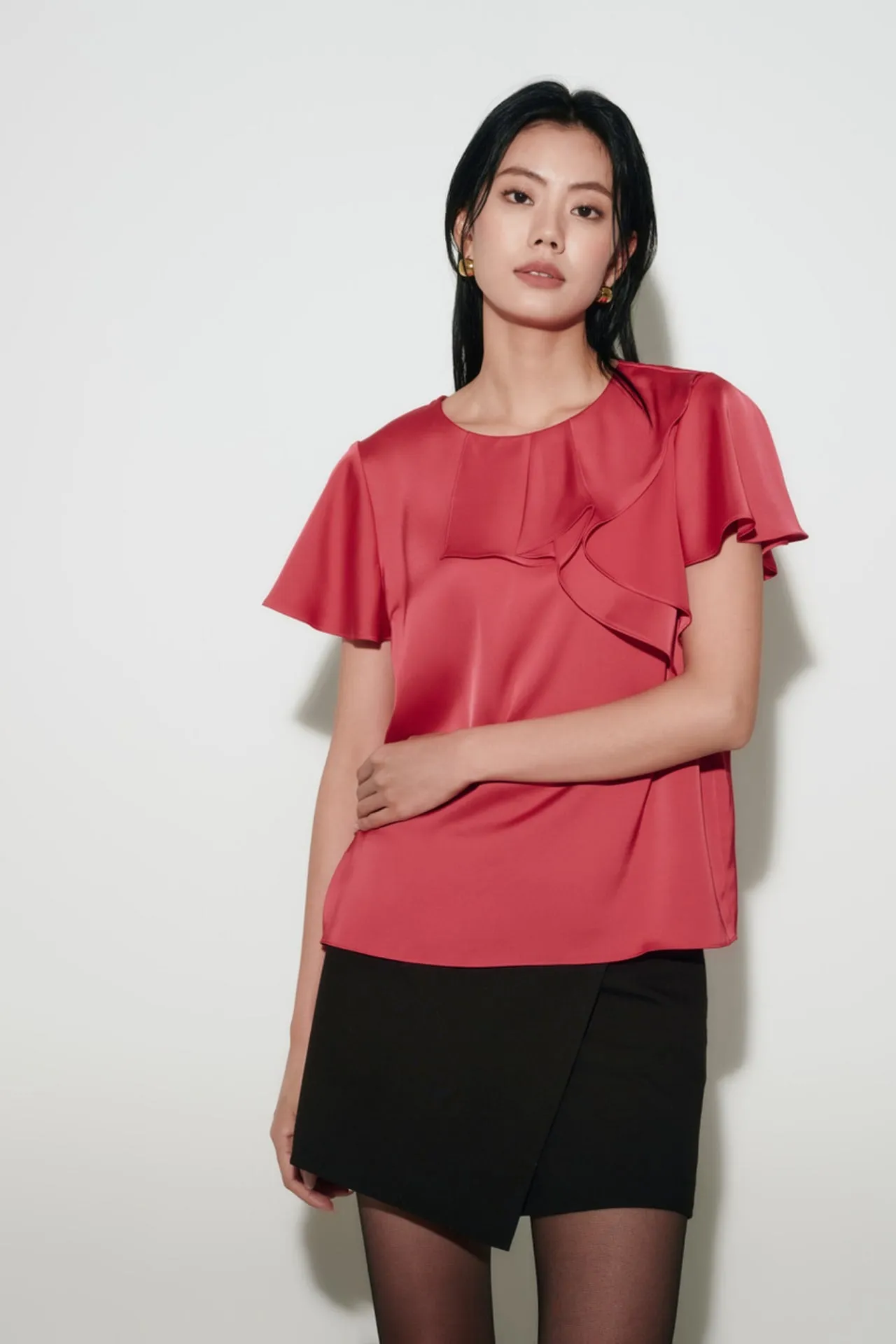 Asymmetric Layered Ruffles Blouse