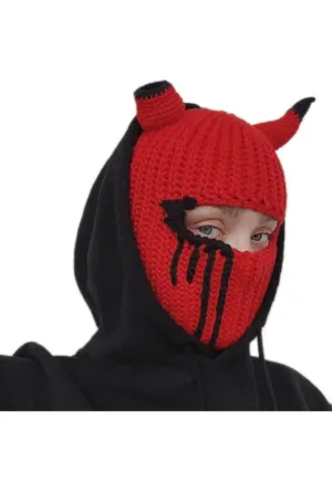 Asymmetric Red Devil Horn Balaclava