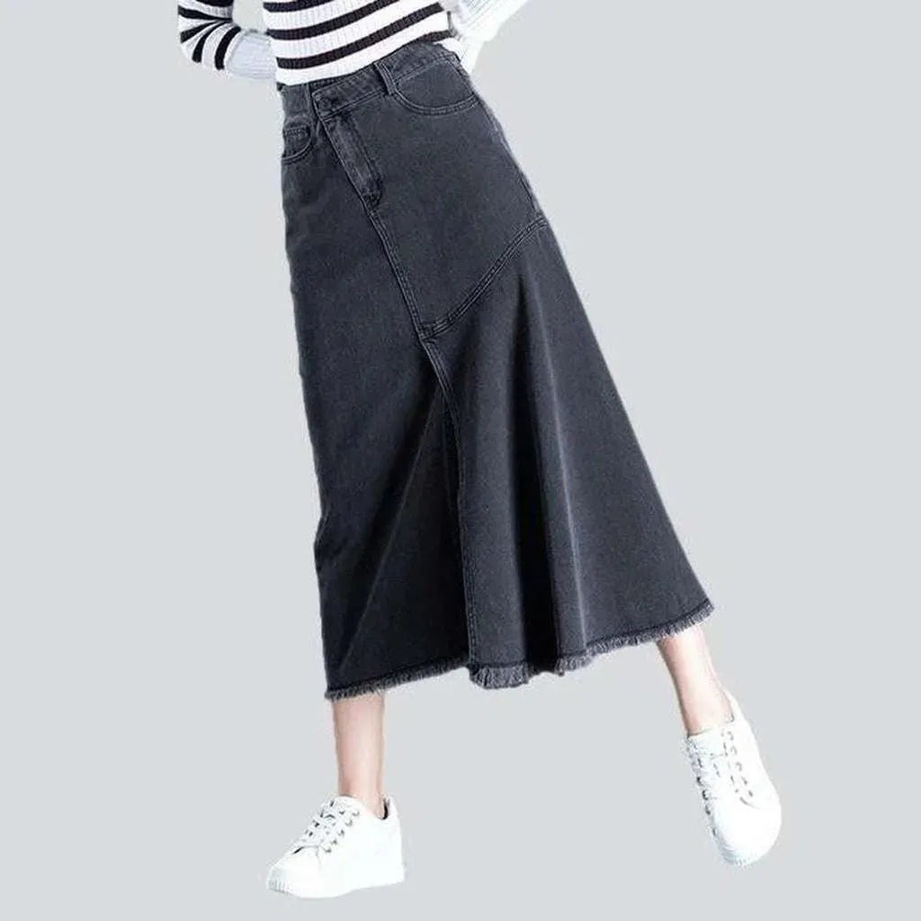 Asymmetric trumpet women's denim skirt