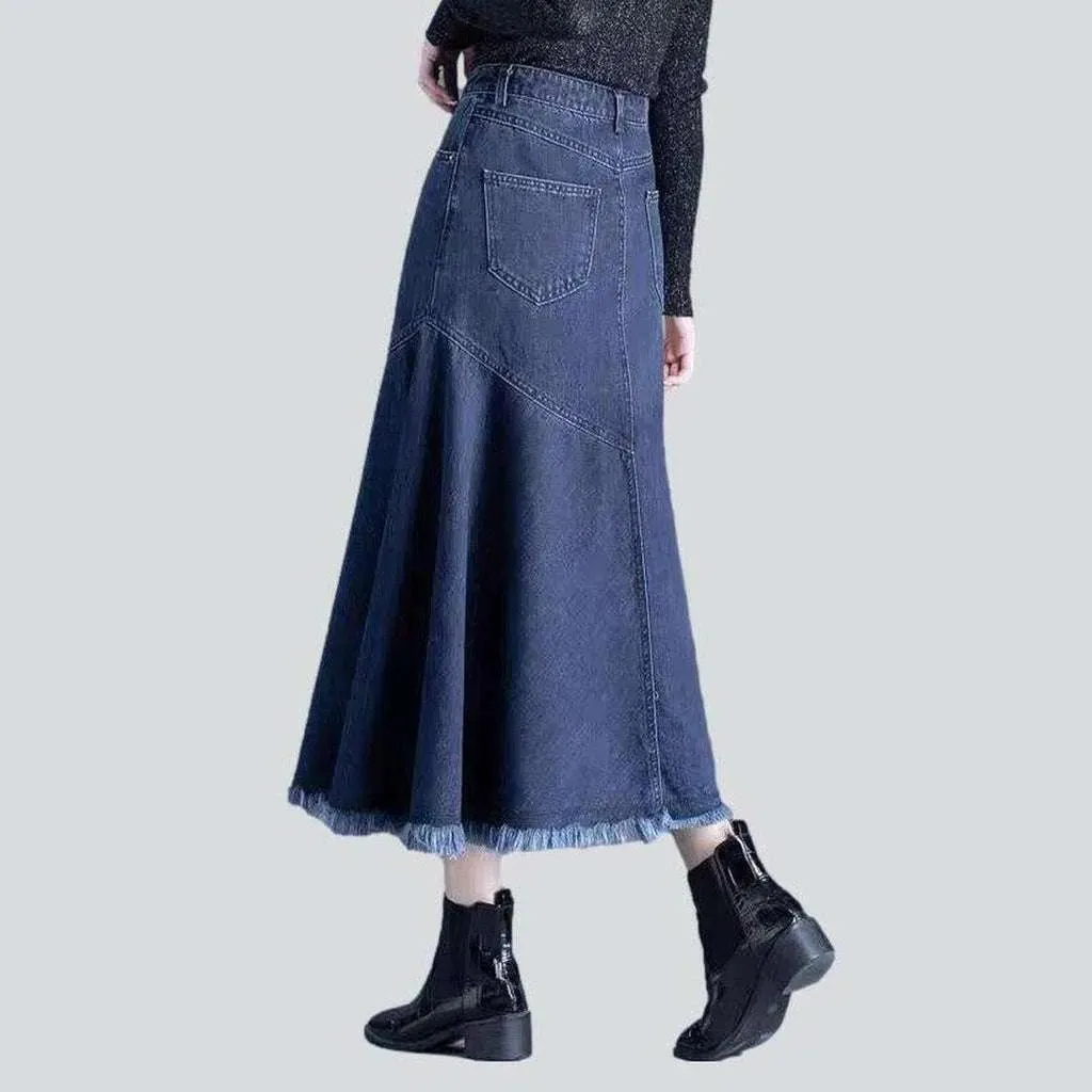 Asymmetric trumpet women's denim skirt