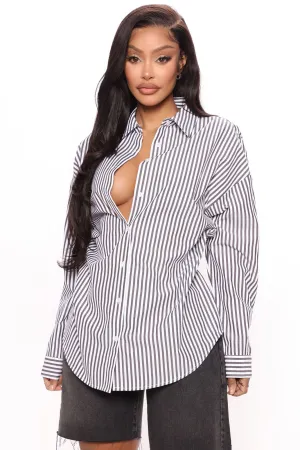 At The Stripe Time Poplin Shirt - Black/combo