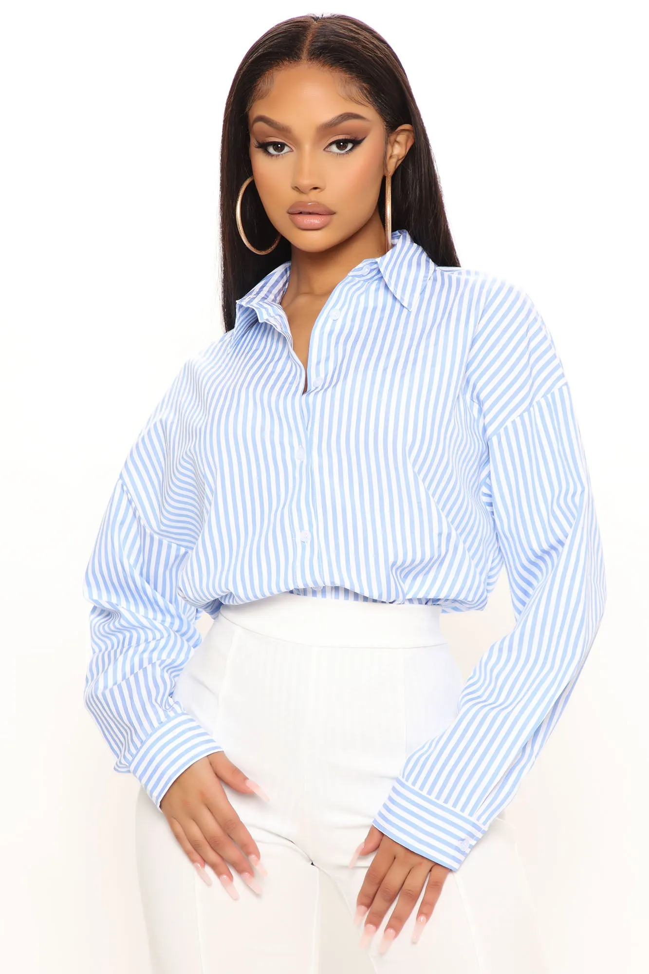 At The Stripe Time Poplin Shirt - Blue/combo