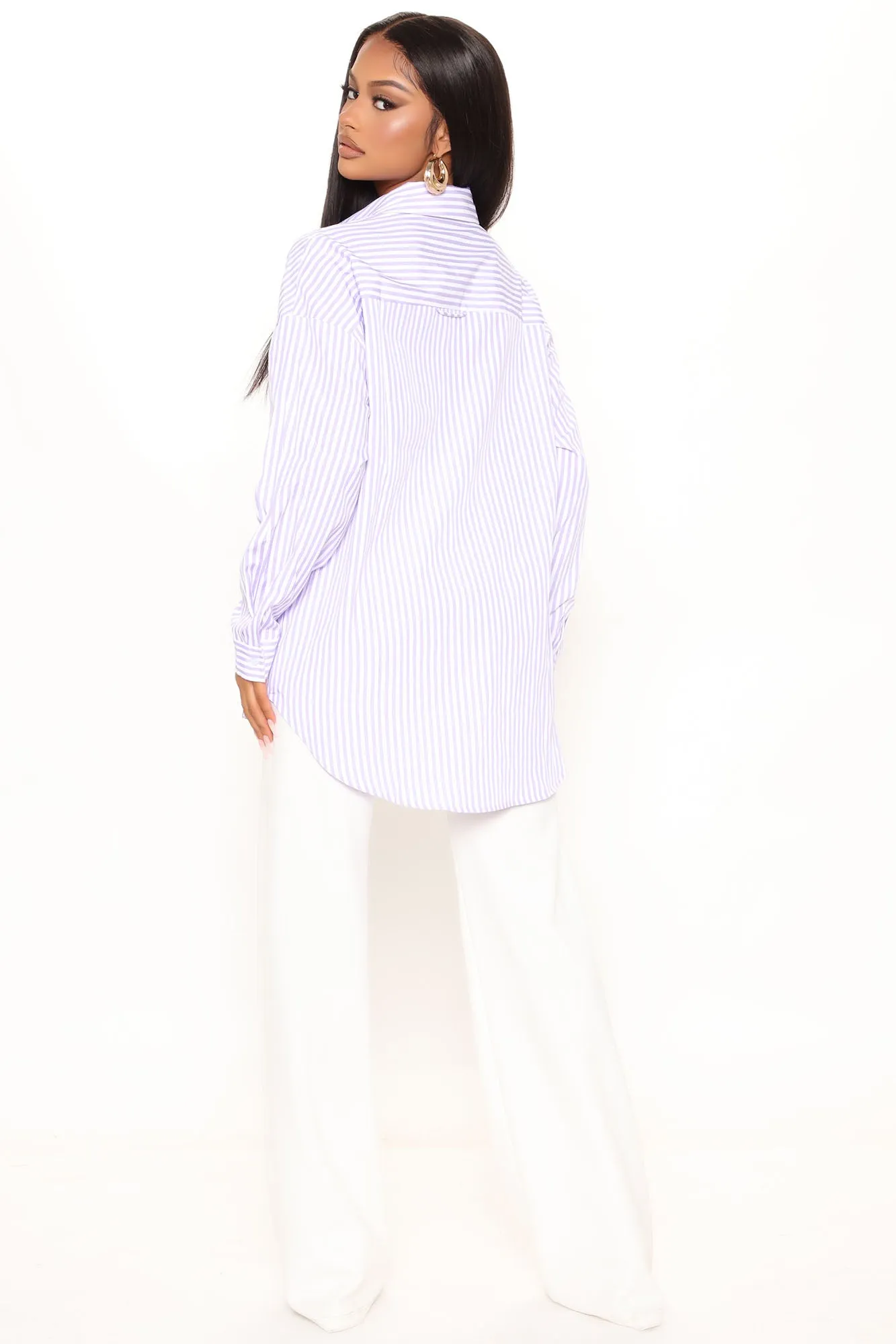 At The Stripe Time Poplin Shirt - Lavender/combo