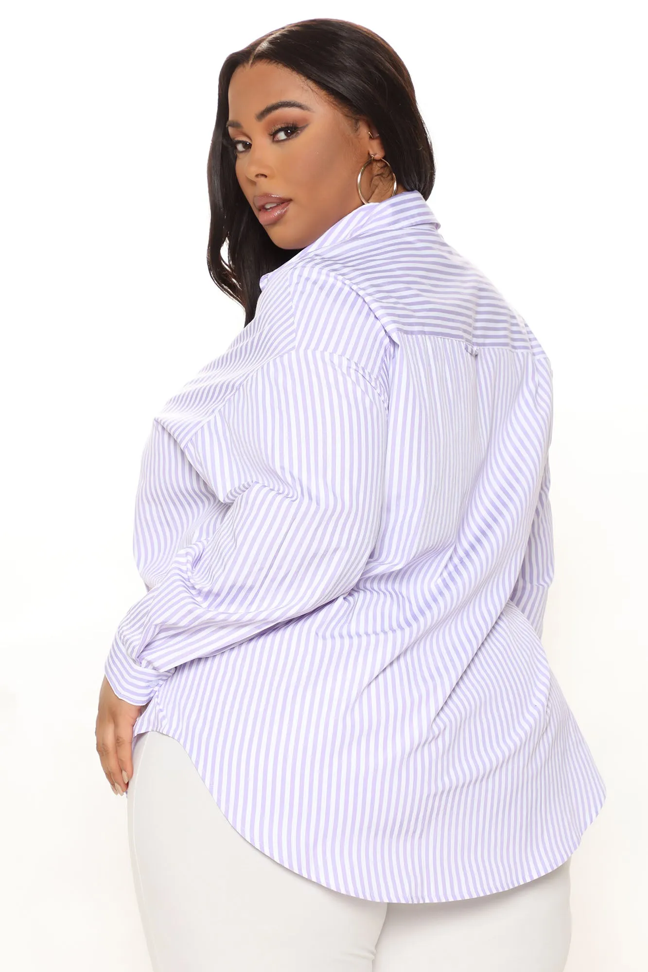 At The Stripe Time Poplin Shirt - Lavender/combo