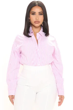 At The Stripe Time Poplin Shirt - Pink/combo