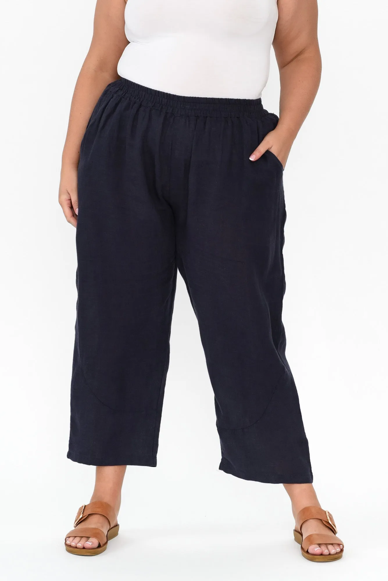 Ataya Navy Linen Pants