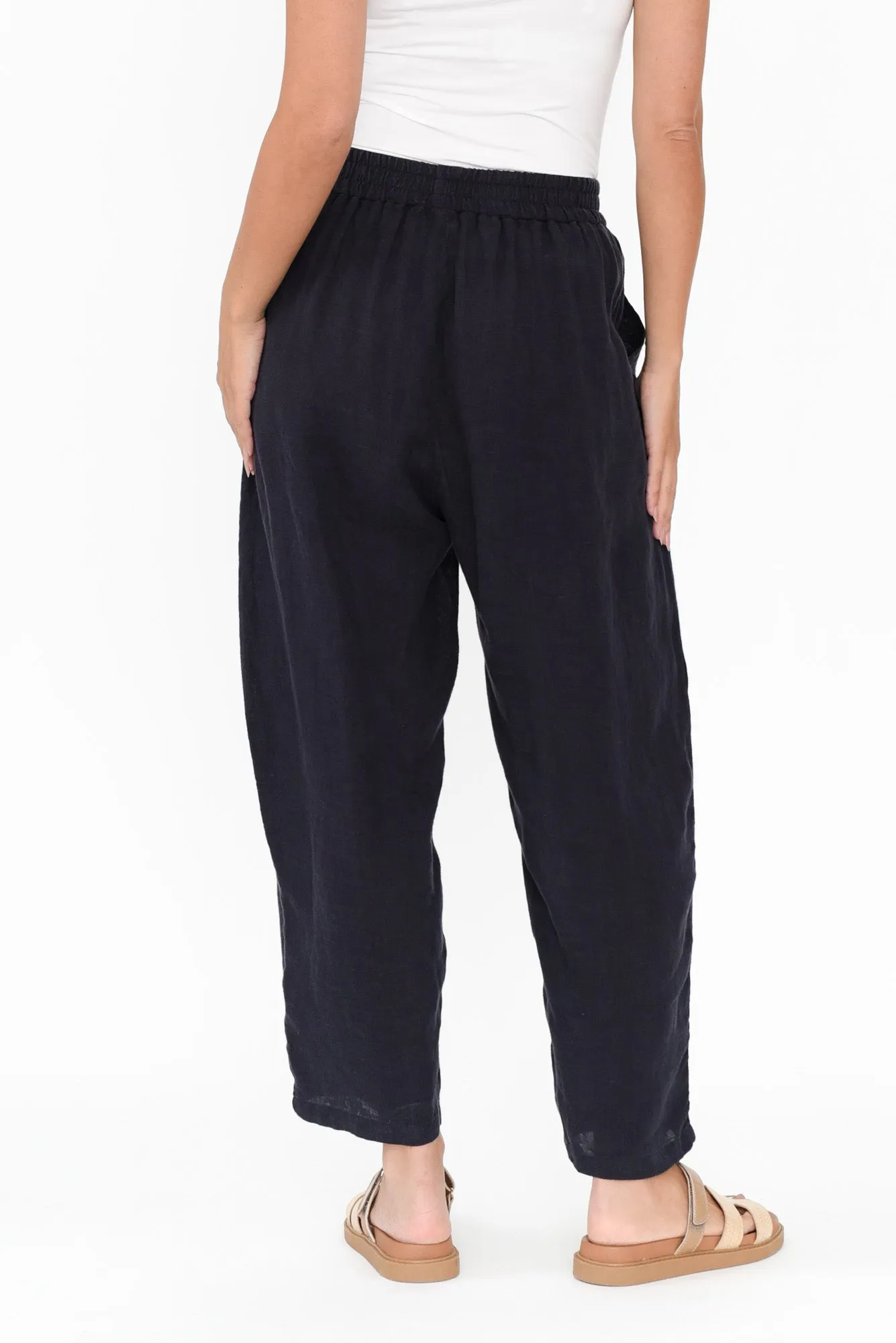 Ataya Navy Linen Pants