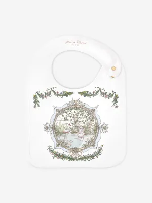 Atelier Choux Baby Satin Tapestry Bib in White