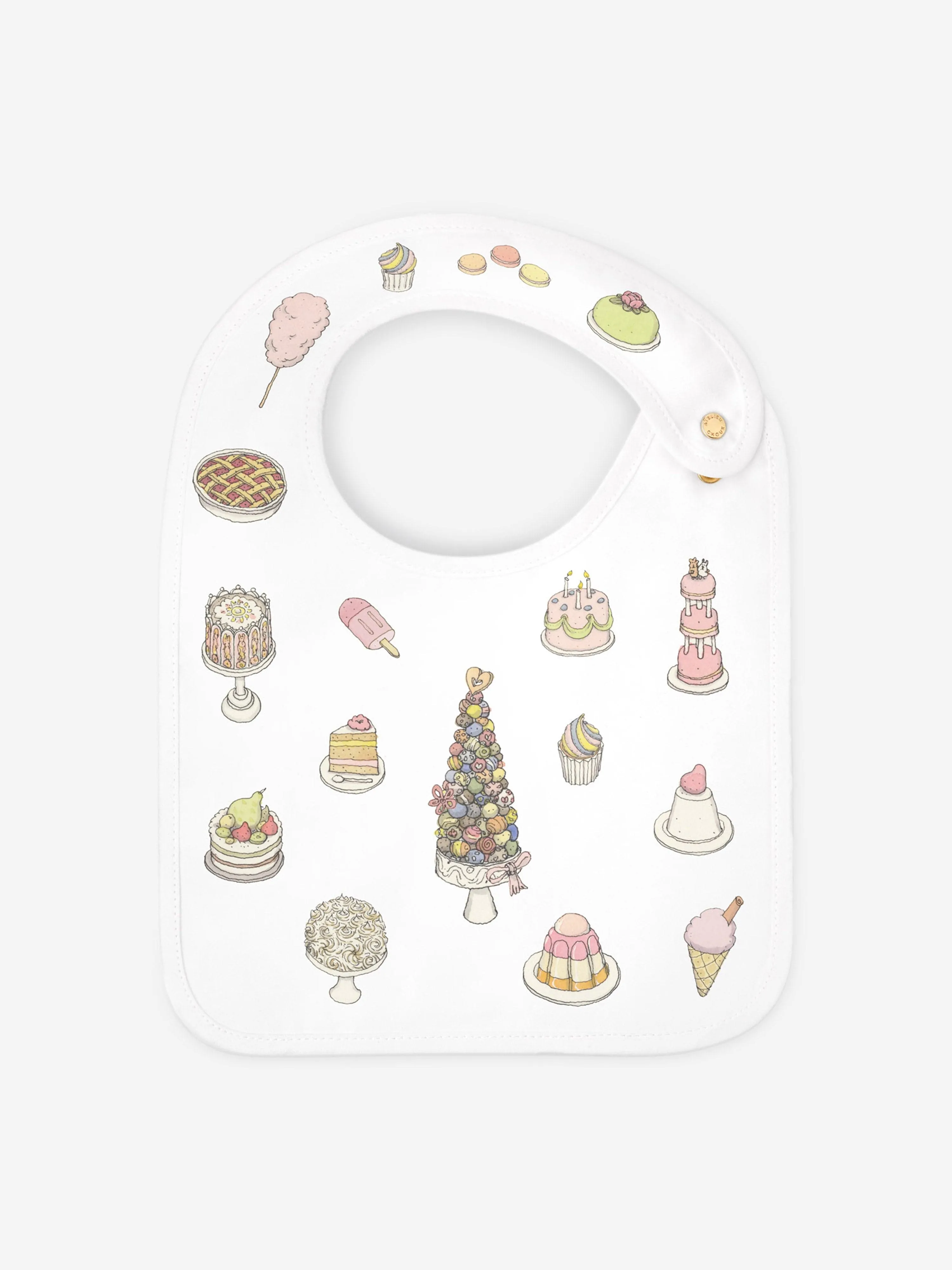 Atelier Choux Baby Sweetie Pie Satin Bib in White