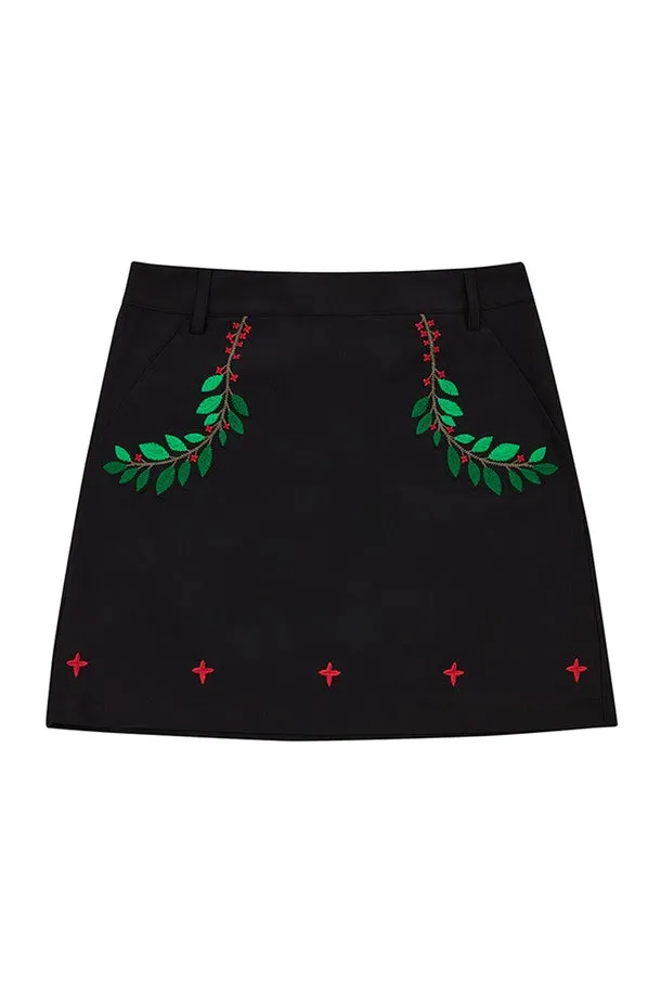 ATG BOTANICAL EMBROIDERED SKIRT