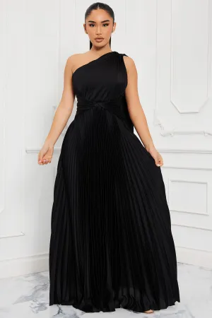 Athena Pleated Maxi Dress - Black