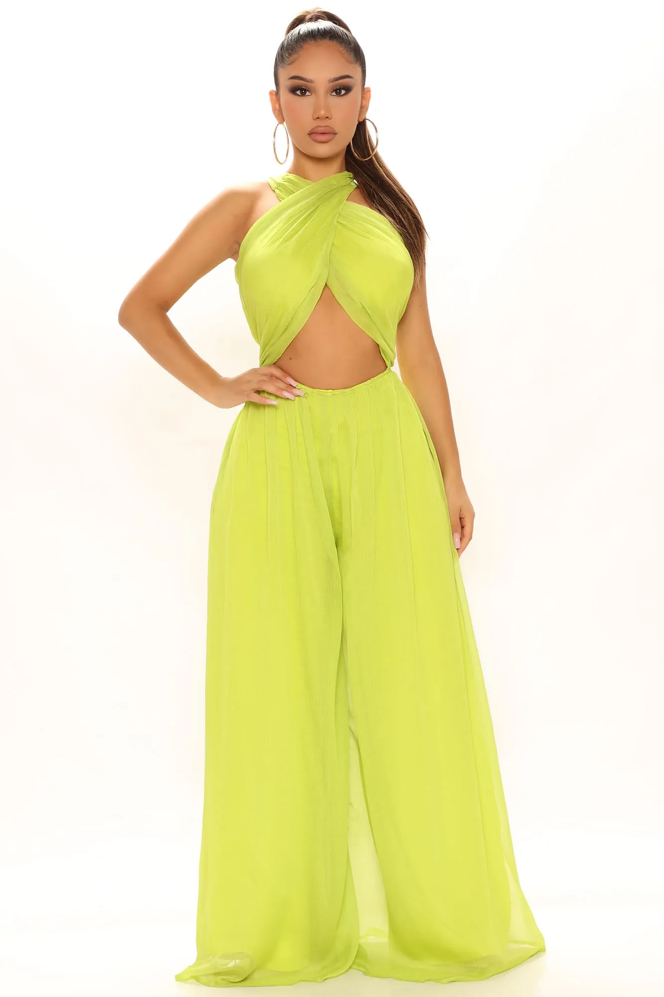 Athens Flowy Jumpsuit - Lime